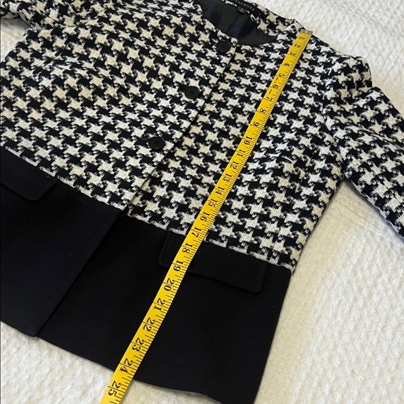 Talbots Black and White Houndstooth Colorblock Women's Collarless Jacket Size 10 - Picture 14 of 15